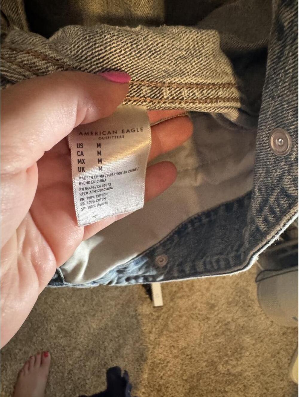 American Eagle Distressed Oversized Denim Jacket | Size Medium - Picture 4 of 7